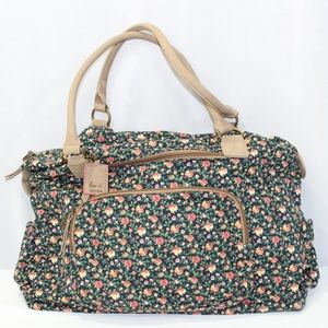 Gigi Hill Gia & Dani Denim Leather Trim Duffle bag Annalise Floral Kiss